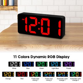 Catrne Small Digital Alarm Clock for Bederoom, Large Big Numbers Display with Brightness Dimmer,Dual Alarm, Snooze,12/24Hr,Adjustable Volume Loud Bedside Alarm Clock for Kids Teens Boys Girls (Black)