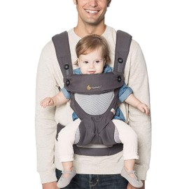 Ergobaby 360 All-Position Baby Carrier with Lumbar Support (12lbs - 45lbs) - Premium Cotton Toddler Carrier - Soft Air Mesh Fabric - Carbon Grey