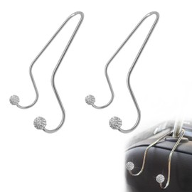 NOTISH 2 Pack Bling Car Headrest Seat Hooks, Upgraded Strong and Durable Metal Car Bag Hooks Use for Purses Clothes Grocery Bags, for Men Women Girls