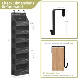STORAGEIDEAS Over Door Organizer with 6 Extra Large Pockets 12 Side Pockets, 2-Pack Sturdy Closet Rack, Hanging Storage Organizer with Clear Window for Shoes, Diapers, Toys, Bedroom, Bathroom, Black