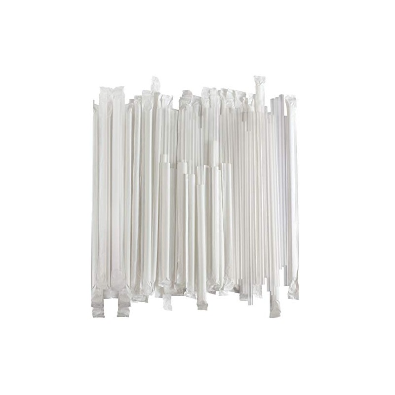 Disposable Plastic Drinking Straws - Individually Paper Wrapped (Clear, 500)