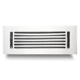 Prima Decorative Cast Aluminium Floor Register/Vent Cover : 3"x10" with Damper for Floors, Walls & Ceilings, Metal, Paintable, Modern Linear Design, Natural Aluminium/Satin (VR-109)