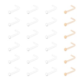 QWALIT Clear Nose Studs and Rings for Work - Plastic Retainer for Surgery - 18g Invisible Spacer - Small Stud