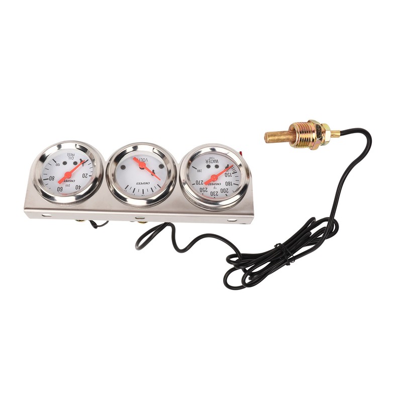 52mm Car Triple Gauge Kit White Dial 12V Oil Pressure