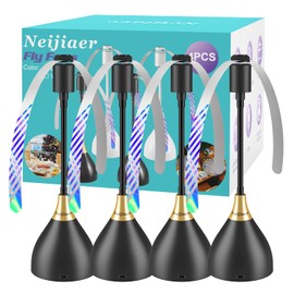 Neijiaer Fly Fans for Tables, Practical Fly Repellent Fan with Soft Blades, USB or Batteries Powered, Soundless and Portable Keeps Your Food Clean(4 Pack)