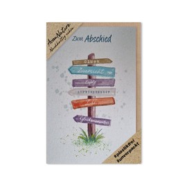 Farewell Card Avan Nature Sustainable Beautiful Greeting Card Signpost 16 x 11 cm