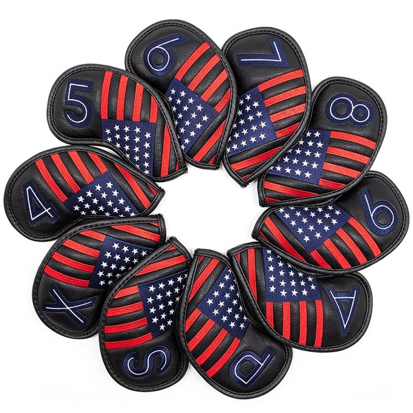 Golf Iron Head Covers Set Iron Headcover Wedge Cover Golf Iron Club Cover USA American Flag for PXG0311