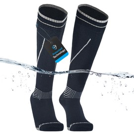 DexShell Waterproof Wading Socks Knee High for Men & Women, Hiking Trail Running in Cold Wet Conditions, Lightweight Coolmax Inners with Breathable PFOA-free Membrane, Unisex XL, JBG Black