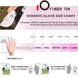 Golf Gloves Women Left Hand Right All Weather Rain Grip Value 2 Pack or Pair, Ladies Soft Pink Red Green Glove Lh Rh Both Hand Fit Size Small Medium Large XL (White, X-Large, Worn on Right Hand)