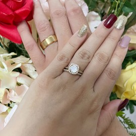 Ahloe Jewelry CEJUG 1.5Ct Cz Wedding Ring Sets for Him and Her Womens Mens Titanium Stainless Steel Rings Bands 18k Gold Couple Rings Size 11&10