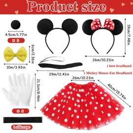 Women's Mouse Costume, Mouse Tutu Skirt Headband, for Minnie Mouse Costume, Women, Girls Mouse Costume Set, Women's Mouse Costume, Ideal for Men and Women, Carnival Costume