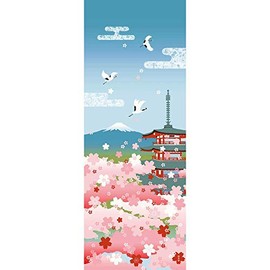 Tenugui, Cherry Blossom, 5-tiered tower, Mt. Fuji