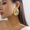 Mixed Metal Statement Earrings for Women Gold Chunky Earrings Big