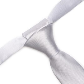 Ladeheid Children's Tie for Boys - Elegant Shiny Look, Pre-Tied with a Velcro Fastening, Perfect for Special Occasions - Stylish Tie Size 31 cm x 4 cm TKS, silver