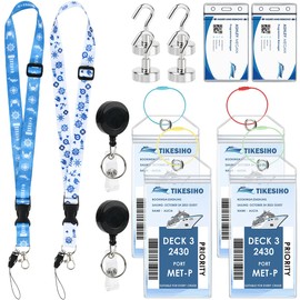BUYGOO Cruise Essentials Set with 4 Luggage Tags for Cruises & 2 Extendable Cruise Lanyards + ID Card Holder & 4 Magnetic Hooks for AIDA Hapag-Lloyd NCL Cruise Must Have
