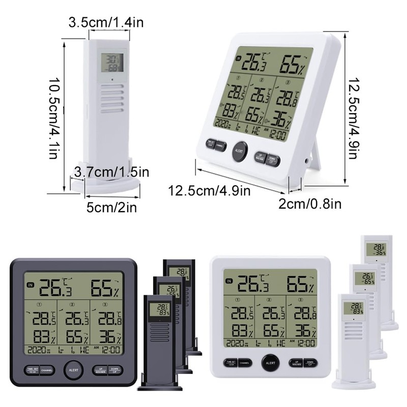 Indoor Thermometer Digital with Wireless Weather Station Capability Time Display