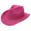 C.C Sparkly Sequin Cowboy Hat with Suede String Trim, Pink