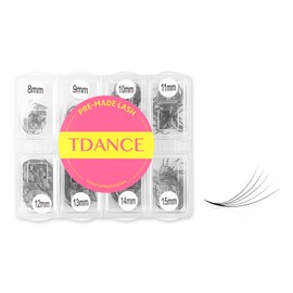 TDANCE 600 Fans Premade Fans Eyelash Extensions 8-15mm Mixed Length Pre Made Fans Lash Extensions 5D 8D 10D 12D 14D 16D 24D Handmade Promades Eyelash Fans C/D Curl Loose Fans(600-5D-0.07-D-8-15mm)