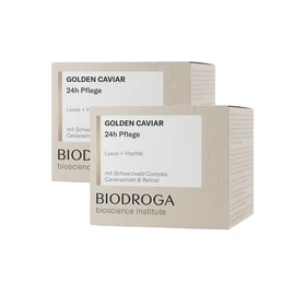 BIODROGA Bioscience Institute Golden Caviar, 24h care, 2 x 50 ml, anti-ageing face care, skin care with caviar extract, reduces lines, gives energy and strengthens resistance