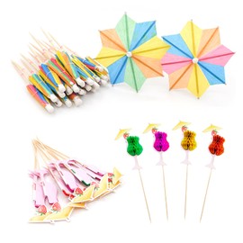 Spldsun Pack of 100 Cocktail Umbrellas, Paper, Colourful Paper, Cocktail Umbrellas, Hibiscus Cocktail Umbrellas, for Parties Hawaii, Garden Party, Beach Party, Birthday, Theme Party, Carnival