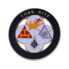 York Rite Royal Arch Templar Cryptic Council Round Black Masonic Auto Emblem - 3" Diameter