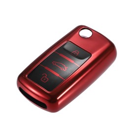 VekAuto Car Remote Key Fob Cover Case Shell Protector 3 Button Compatible for VW Tiguan 2009-2017, Full Protection TPU Red