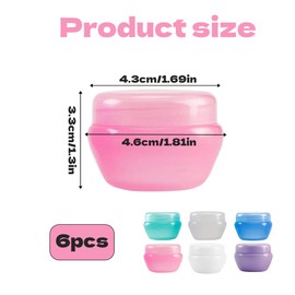 6PCS Travel Pots Plastic Small Travel Pots for Toiletries 6 Colors Travel Tubs for Toiletries Small Leakproof Cosmetic Makeup Jars with Lids Waterproof Seal Cream Jar Travel Accessories for Cream