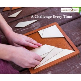 Ancient Toys - The World’s Oldest Puzzle – Archimedes’ Stomachion Wooden Brain Teaser. 14 piece classic Educational Puzzle with over 500 solutions!