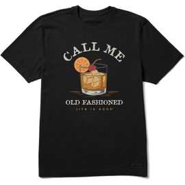 Life is Good Men's Call Me Old Fashioned Short Sleeve Crusher Tee (Medium, Jet Black)