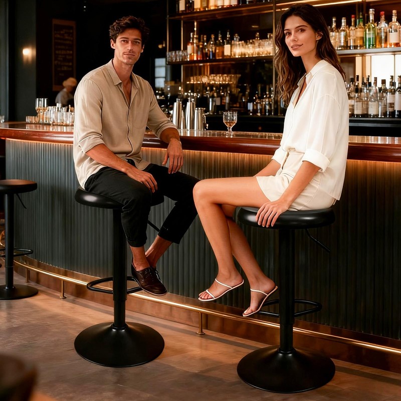 KBISHTIE Adjustable Bar Stools Set of 2, Backless Swivel Round