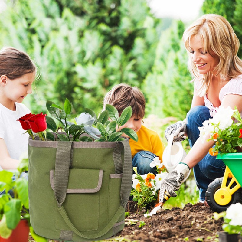 Jaugufiy Multifunction Garden Tools Bucket Bag with Pockets Bucket Tool