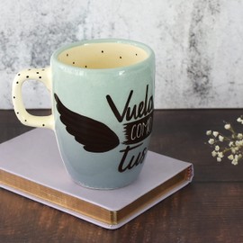 Taza Capuchino "Vuela tan alto como te lleven tus sueños" de 375ml Cerámica Artesanal Hecho en México
