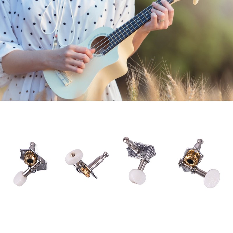 4PCS Ukulele Tuning Peg Chrome Color Metal Ukulele Machine Head