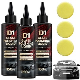 D1 Glass Polishing Liquid,Car Glass Polishing Compound Windshield Cleaner Glasses Oil Film Remover- Anti-Fog Hydrophobic Coating, Removes Swirls, Scratches, Oil (3pcs)