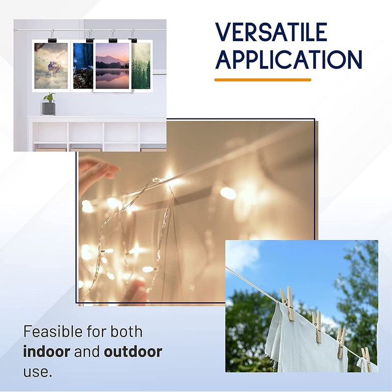 Dikots Net Curtain Wire and Hooks Set - 10 Meter