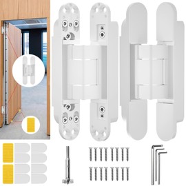 Lipshome 7" Hidden Door Hinge/Invisible Door Silent 180 Degree Swing Hinge 3-Way Adjustable Butt 7 x 2.8 x 1 (Pack of 2) (White 7 inches)