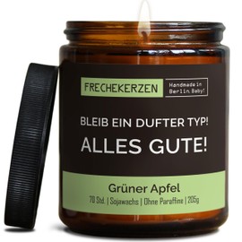 Lustige Deko Duftkerze mit Spruch zum Geburtstag | Handgemacht aus Sojawachs | In Geschenkbox | Nachhaltige Valentinsgeschenk Idee Freunde, Onkel, Tante, Kollegen, BFF |Apfel