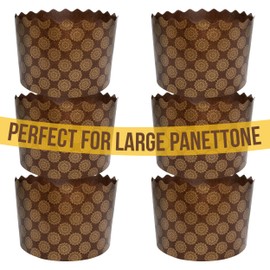 15 oz Panettone Paper Mold Standard | 12 Pack | Brown Round Non Stick Panettone Paper Baking Molds - Brown Standard Design W 5.1 x H 3.35-In