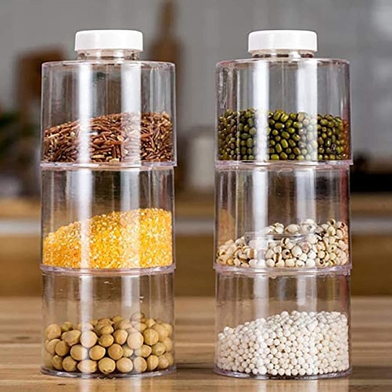 Hspemo 6Pcs Stackable Spice Jar Spice Tower Spice Color Transparent