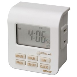 Woods 50008 Indoor 7-Day Digital Plug-in Timer; 1 Polarized Outlet; 1 Pack; White