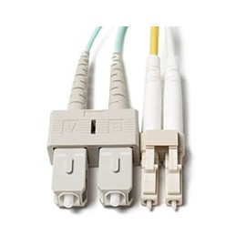 FCD 35M OM4 LC SC Fiber Optic Cable, Bend Insensitive Plenum 100G Duplex 50/125 LC to SC Multimode Jumper 35 Meter (114.82ft), Length Options: 1M-300M, FiberCablesDirect - Made In USA, ofnp sc-lc aqua
