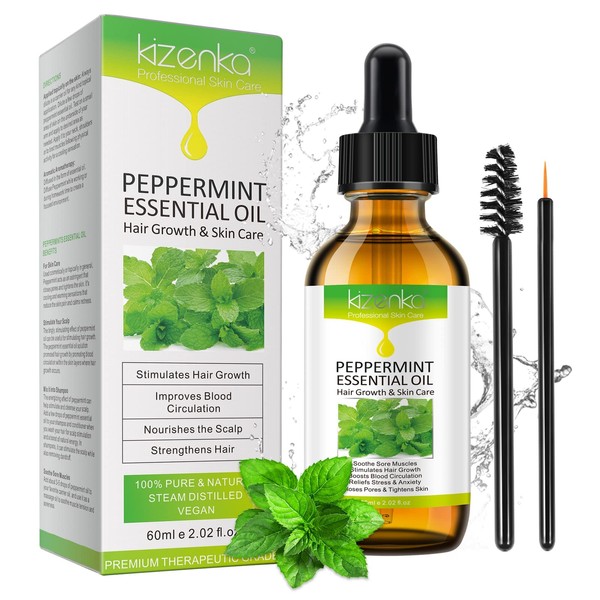 Peppermint Essential Oil Hair, Peppermint Oil for Hair Growth, Scalp Care, Peppermint Essential Oil Massage Oil Pain Relief, Aromatherapy Oil Relaxation, Diffusers, Humidifier - 60 ml