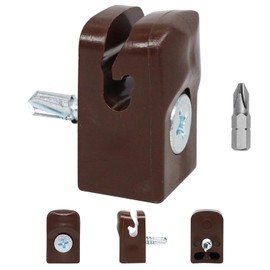 (Pack of 5) Brown Fence Clips for Wire Fencing, Plastic Fence Clips for Mesh Fences, Screw Fixed Fence Wire Holders, Terra Brown Color (RAL 8028)