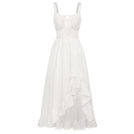 Scarlet Darkness Renaissance Costume Women Cottagecore Corset Dress for Women Summer Sundress White XL