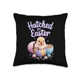 Easter Baby Chicks with Eggs Bunnies and Seasonal Decor Throw Pillow