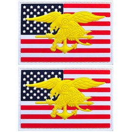 U.S. Navy Seal Team Trident Logo PVC Patch | 2pc 3" X 2" Hook Fastener Backing C965
