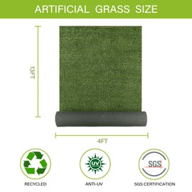 SUNTURF Dog Grass Pads 4 x 13 FT, 0.4" Artificial Grass Pee Pads for Dogs Potty Extra Large Fake Grass Rug Turf Mat for Dogs Training Garden Lawn Artificial Grass Rug Indoor Outdoor