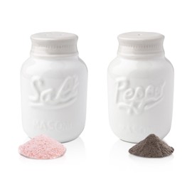 Mason Jar Salt & Pepper Shakers by Comfify – Aqua White Ceramic – Rustic Shabby Chic Kitchen Decor