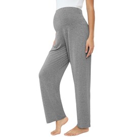 Joyaria Womens Maternity/Pregnancy/Pregnant Sweatpants Workout Pants Loose Fit(Grey,Large)