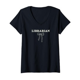 Womens School Librarian, Gift for Library Day, Teacher Appreciation V-Neck T-Shirt
